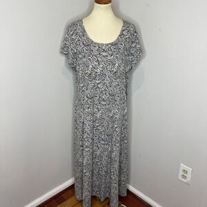 Peruvian Connection Short Sleeve Paisley Scoop Neck Cotton Maxi‎ Dress XL